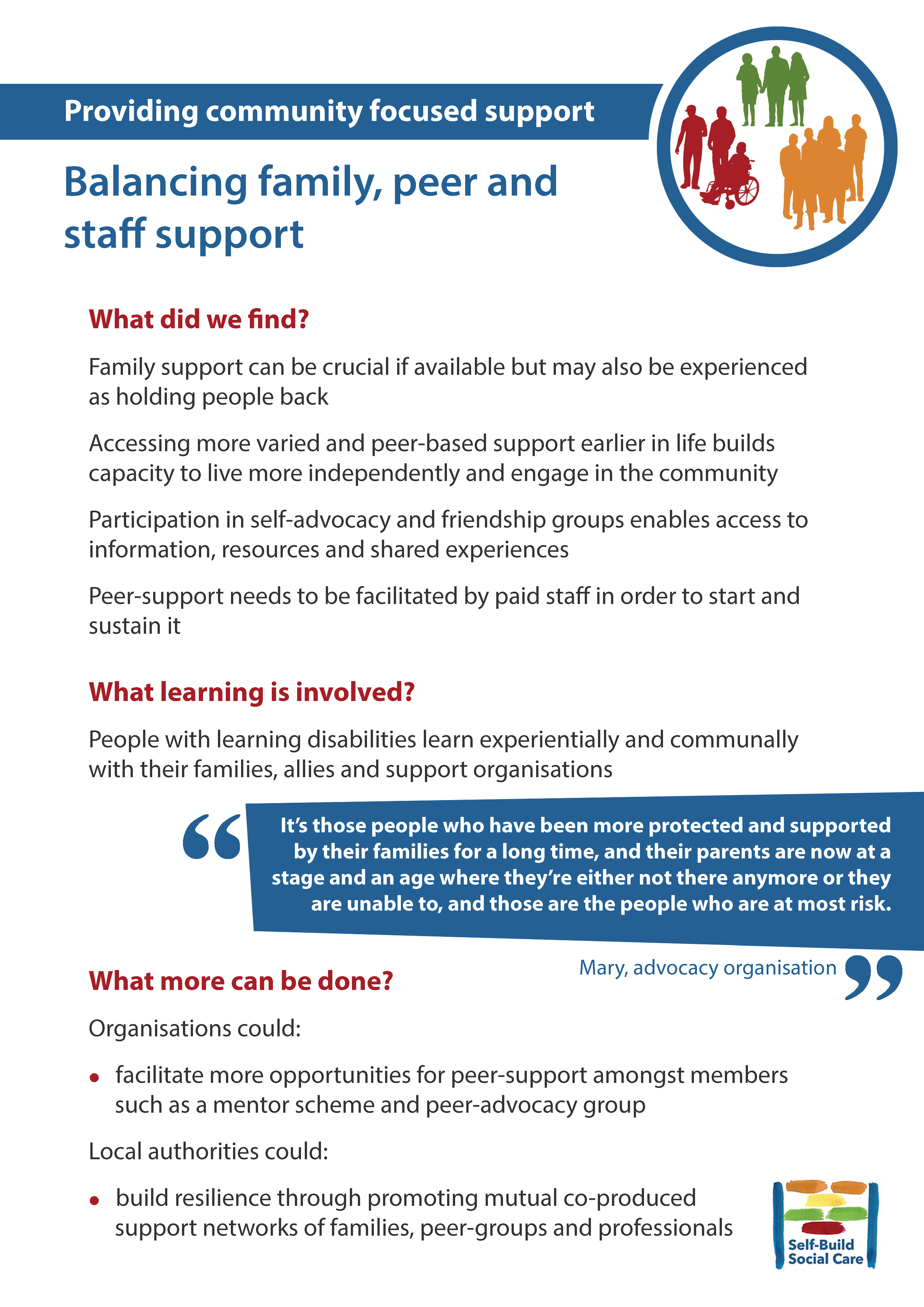 Balancing family, peer and staff support